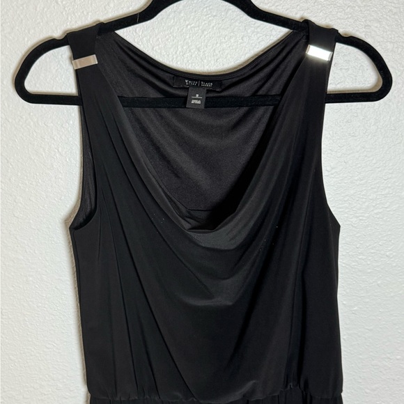 White House Black Market Drape Neck Black Mini Dress size Small - Picture 2 of 9